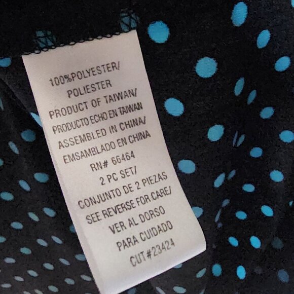 Studio I Dress Womens Size 10 Black Blue Polka Dot Sleeveless Zip Back Pencil - Picture 6 of 7